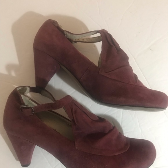 HINGE STRAPPY PUMPS MAROON WINE COLORED PURPLE SOFT SZ 8.5 - Picture 2 of 9